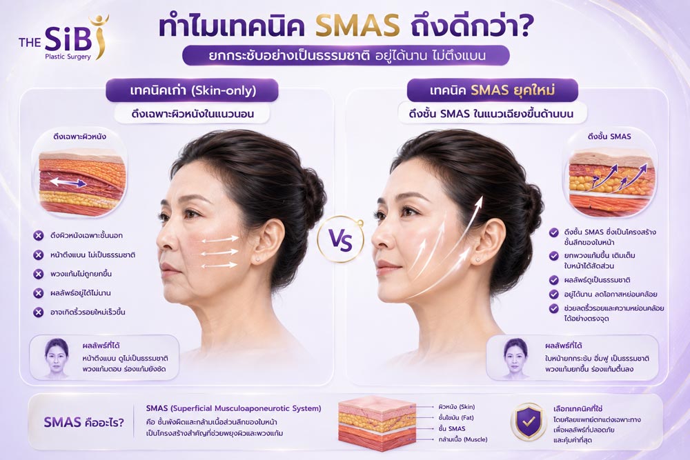 อินโฟกราฟิกเปรียบเทียบเทคนิคดึงหน้าเก่าและใหม่