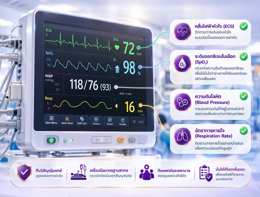 อินโฟกราฟิกแสดงการทำงานของหน้าจอมอนิเตอร์สัญญาณชีพ